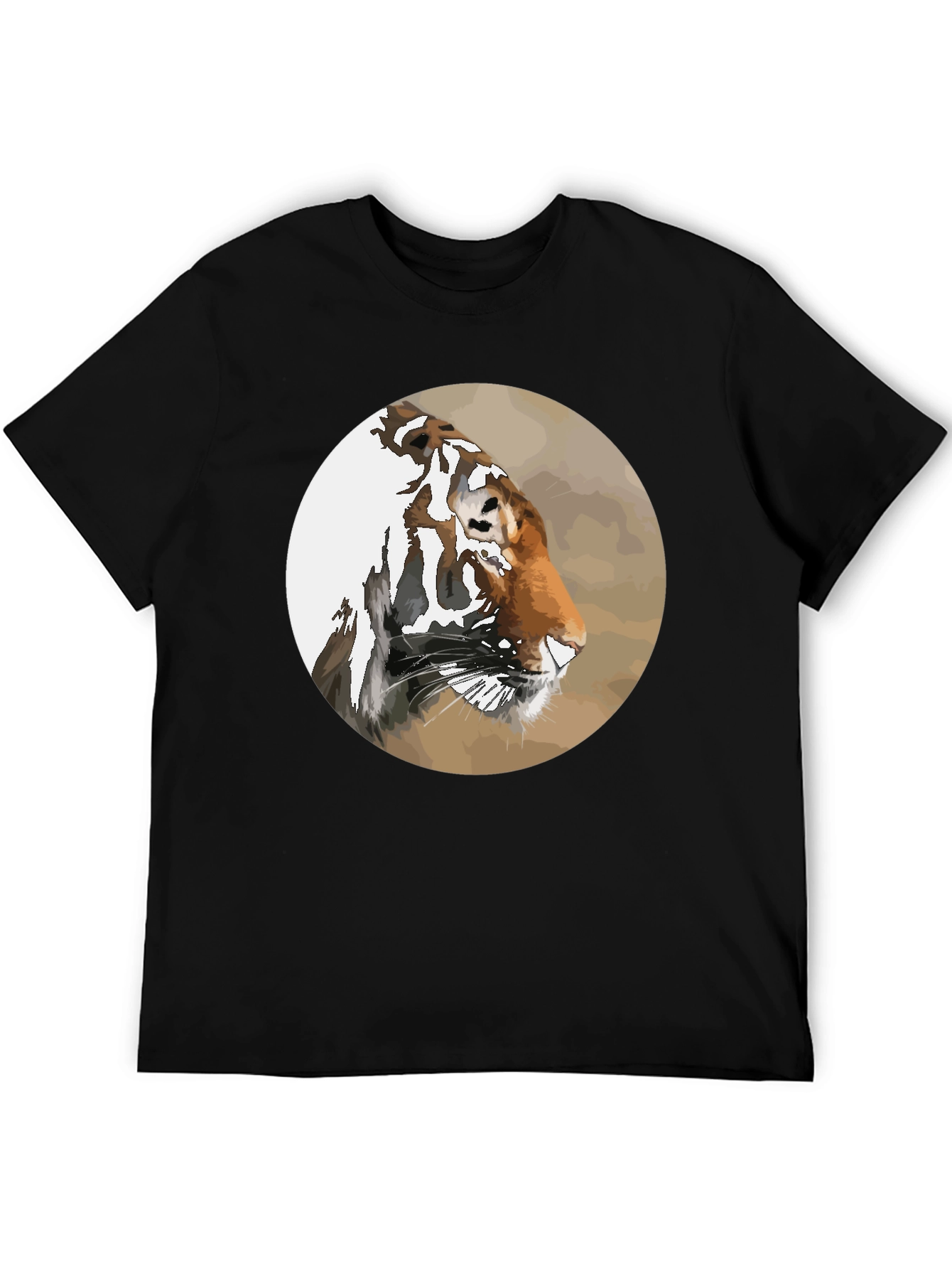 Tiger Portrait Graphic Tee - Mens Black T-Shirt