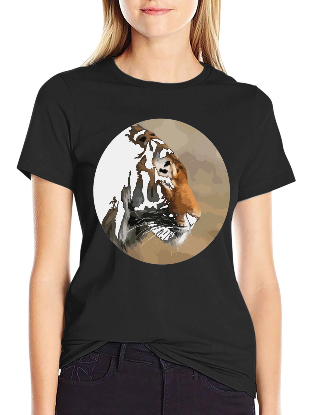 Tiger Portrait Graphic Tee - Mens Black T-Shirt
