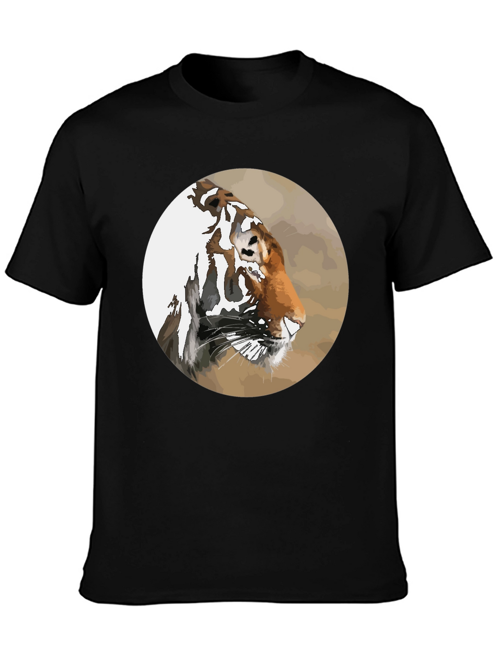 Tiger Portrait Graphic Tee - Mens Black T-Shirt