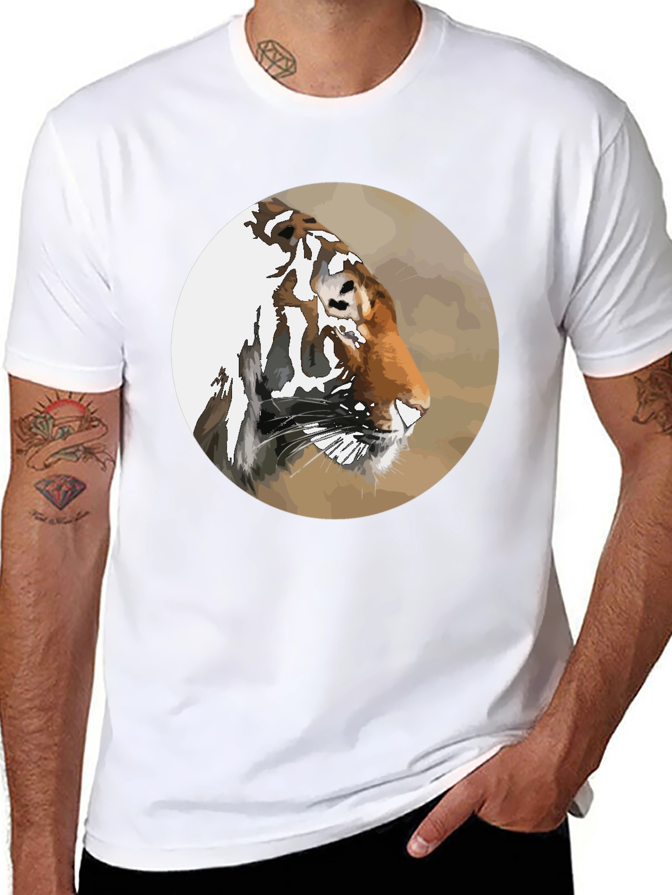 Tiger Portrait Graphic Tee - Mens Black T-Shirt
