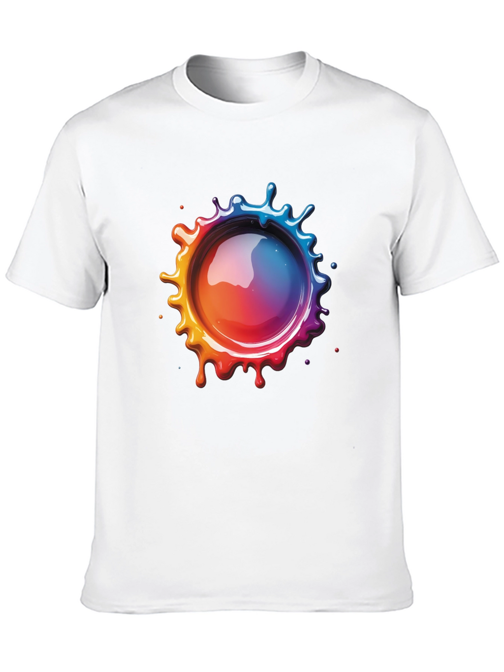 Mens Black T-Shirt with Vibrant Splatter Graphic