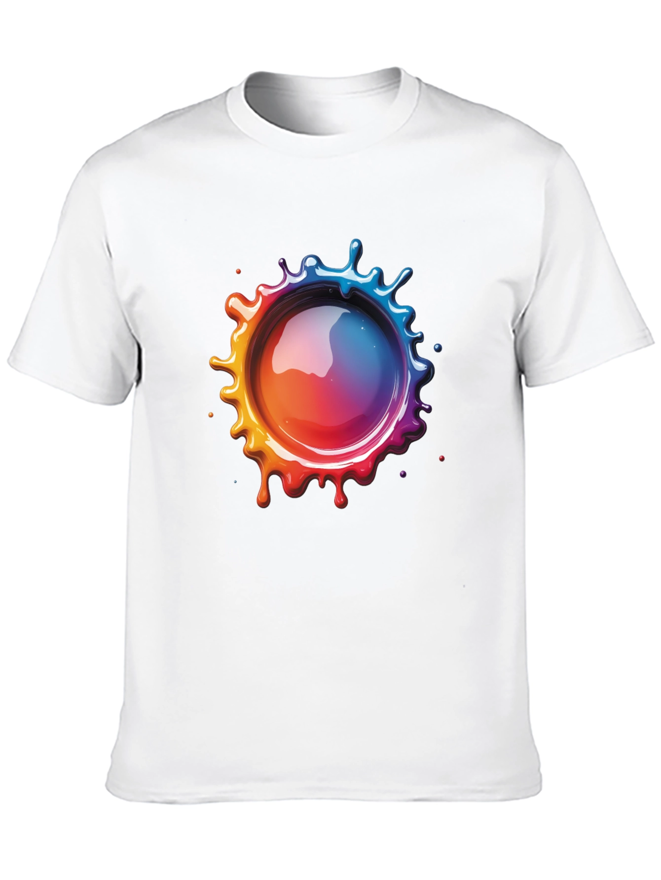 Mens Black T-Shirt with Vibrant Splatter Graphic
