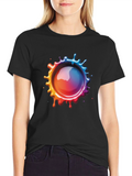 Mens Black T-Shirt with Vibrant Splatter Graphic