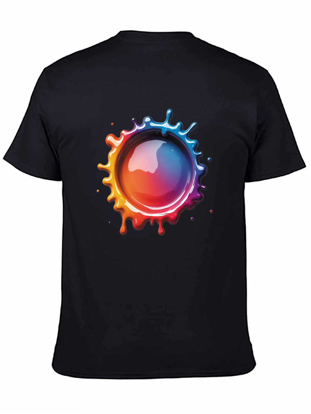 Mens Black T-Shirt with Vibrant Splatter Graphic