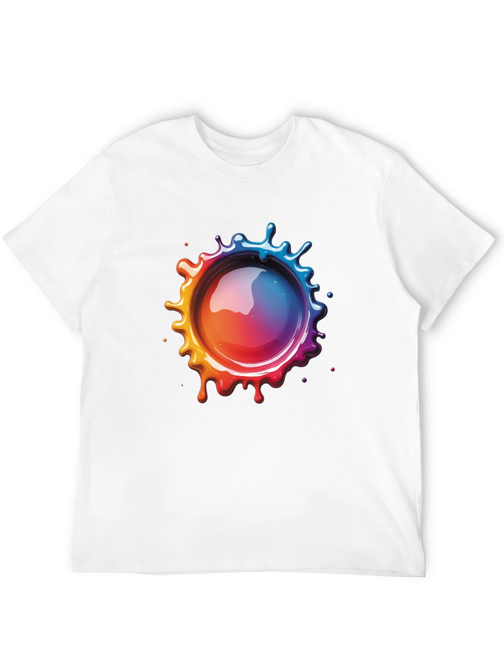 Mens Black T-Shirt with Vibrant Splatter Graphic