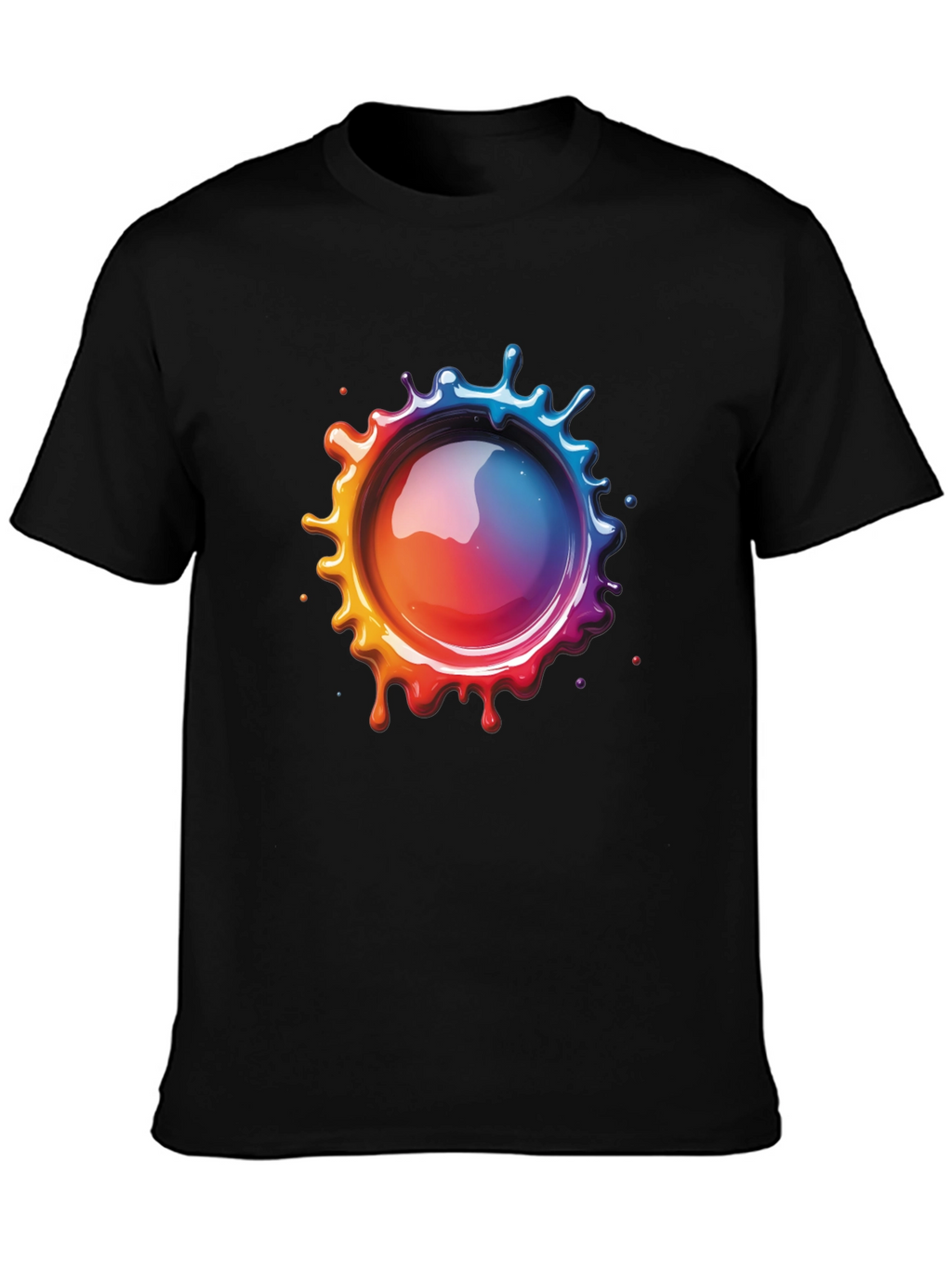 Mens Black T-Shirt with Vibrant Splatter Graphic