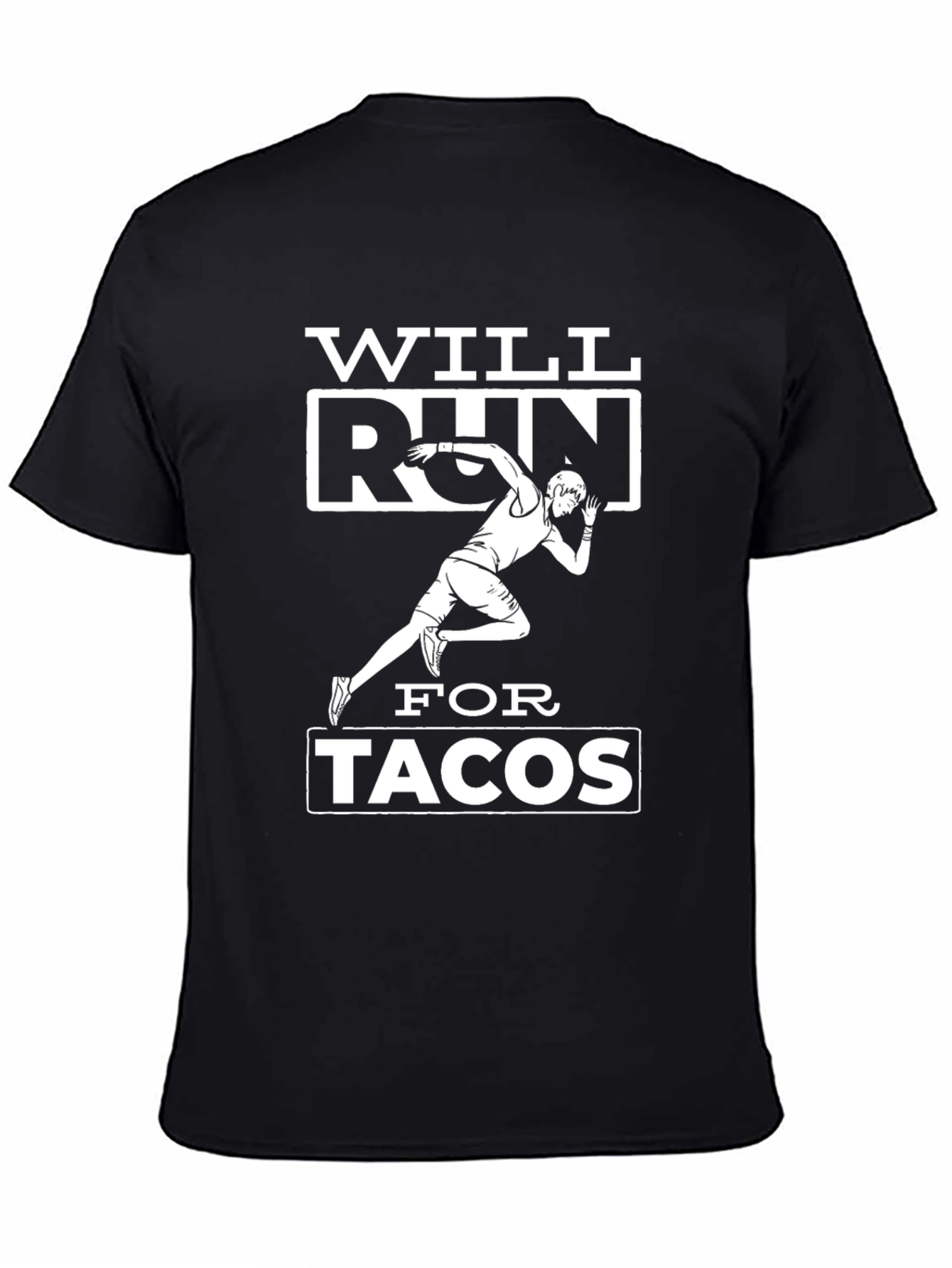 Will Run for Tacos Black Graphic T-Shirt