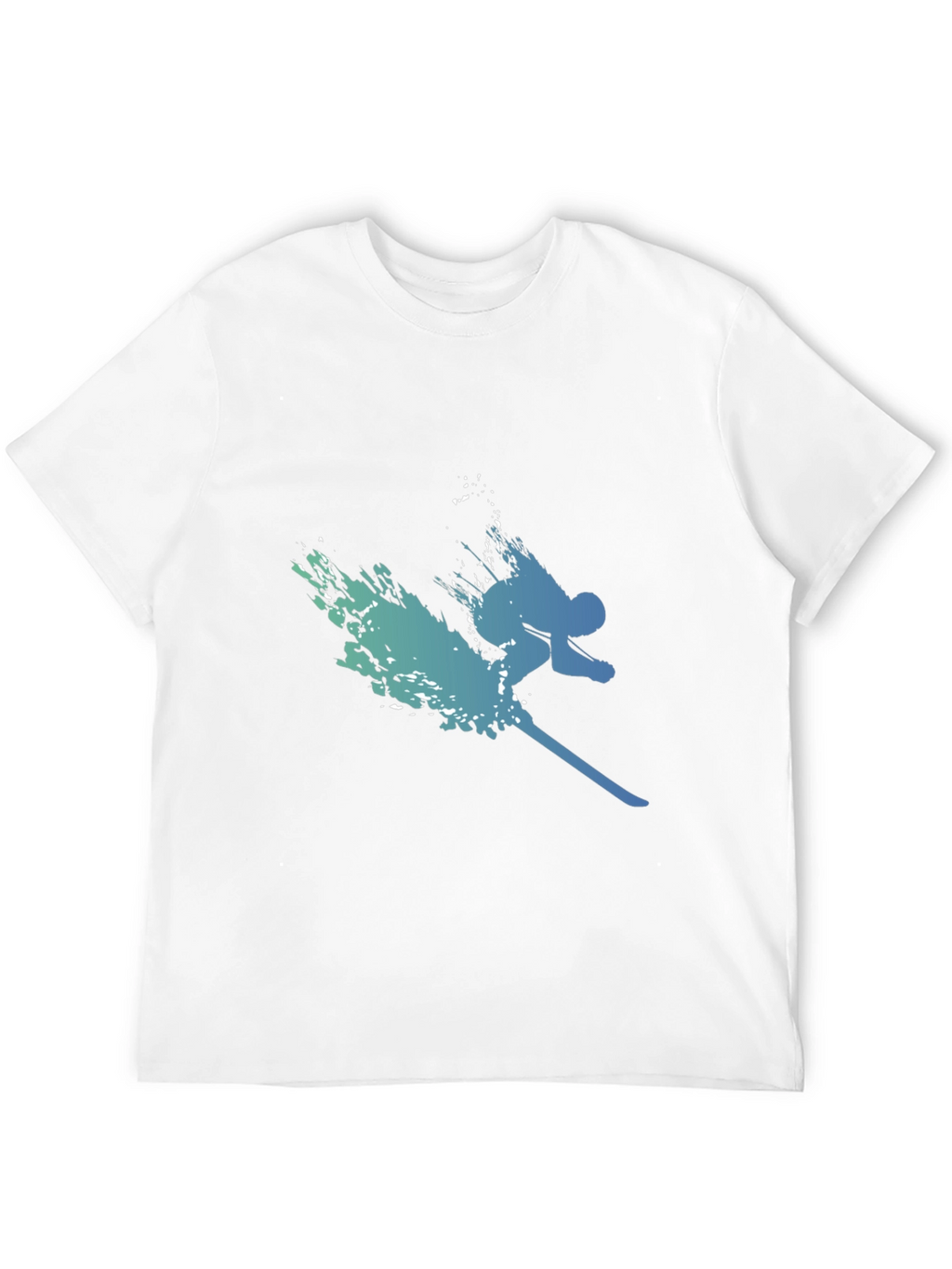Stylish Skier Graphic Tee - Black Cotton Blend