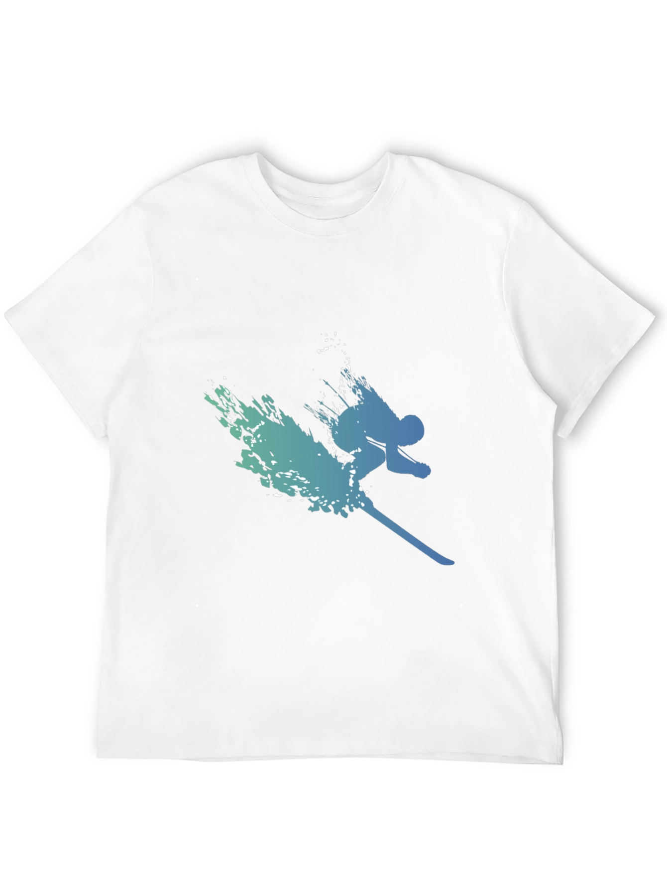 Stylish Skier Graphic Tee - Black Cotton Blend