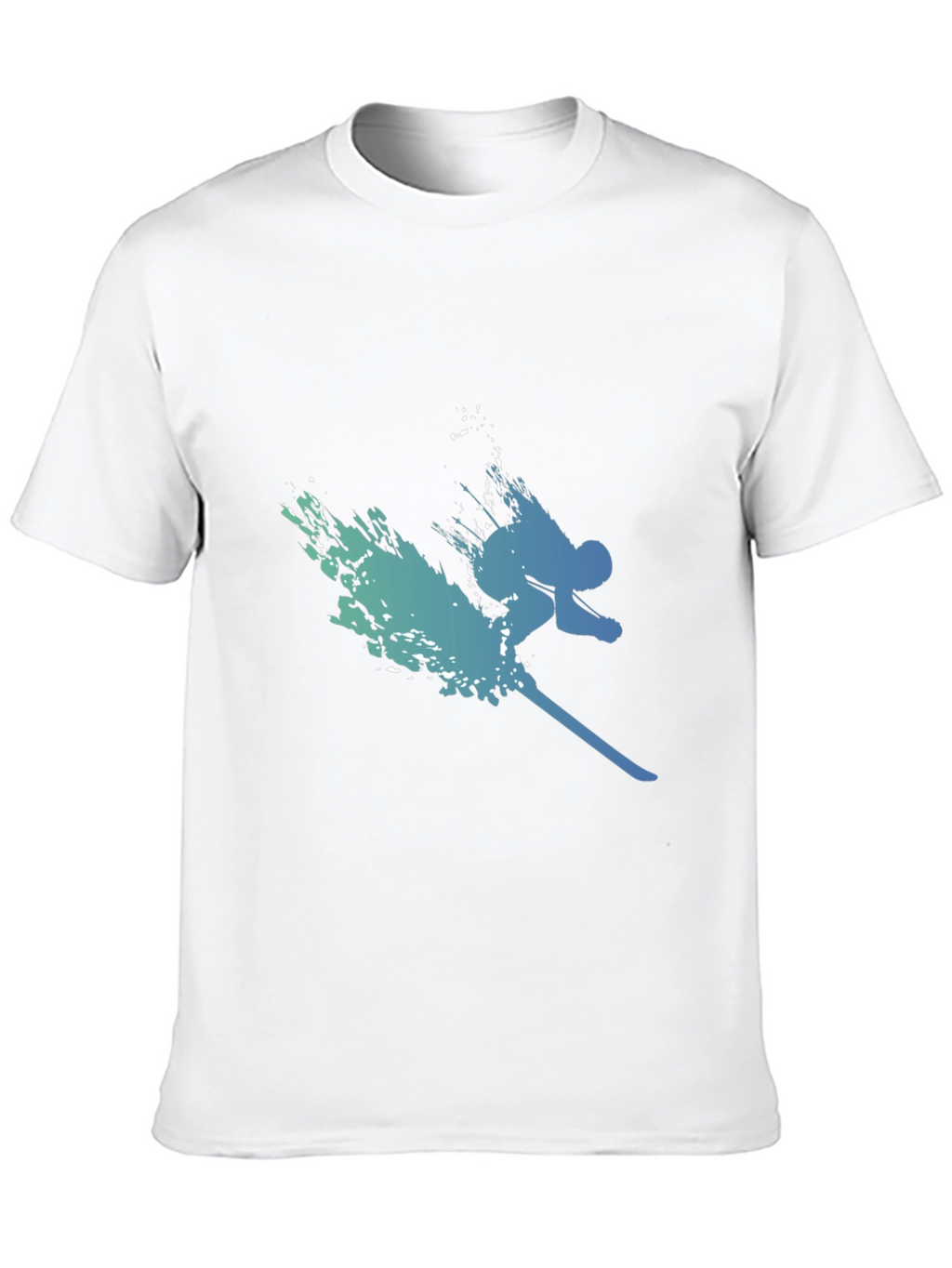 Stylish Skier Graphic Tee - Black Cotton Blend