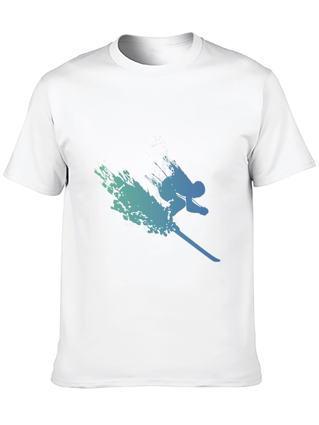 Stylish Skier Graphic Tee - Black Cotton Blend