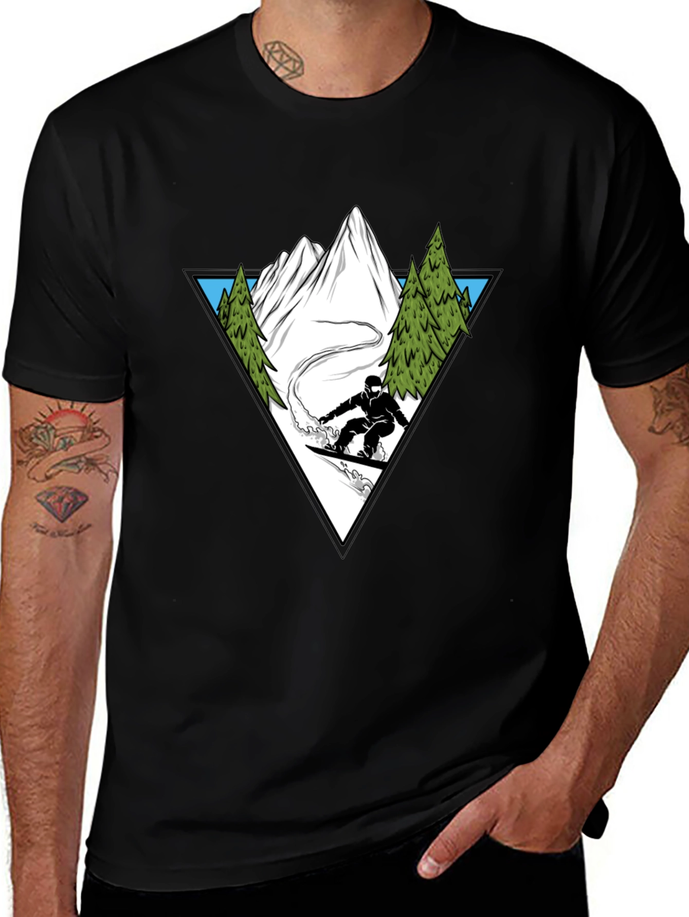 Snowboarding Graphic Tee - Black