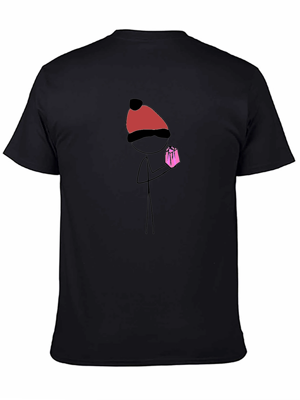 Stick Figure Pink Present Graphic Tee