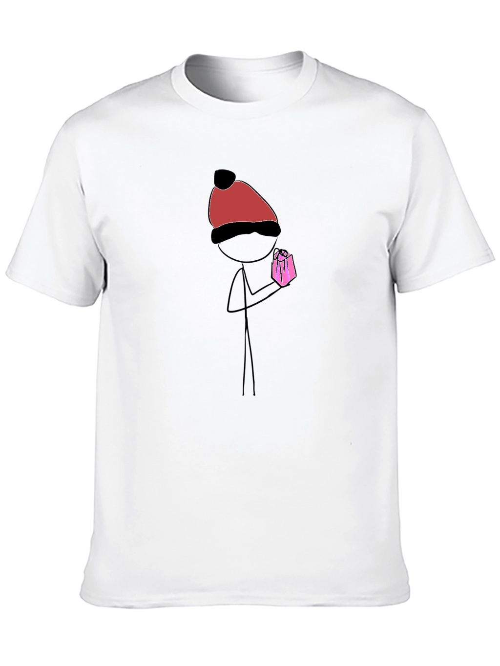 Stick Figure Pink Present Graphic Tee