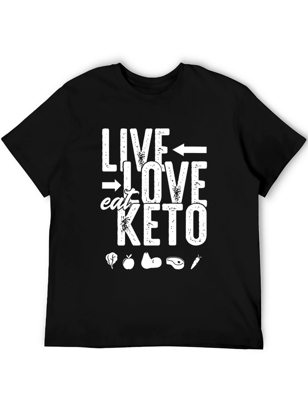 Live Love Eat Keto Black Graphic T-Shirt
