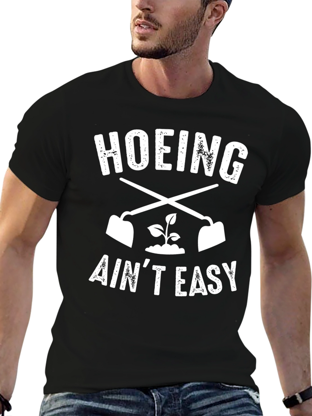 Hoeing Aint Easy Black T-Shirt