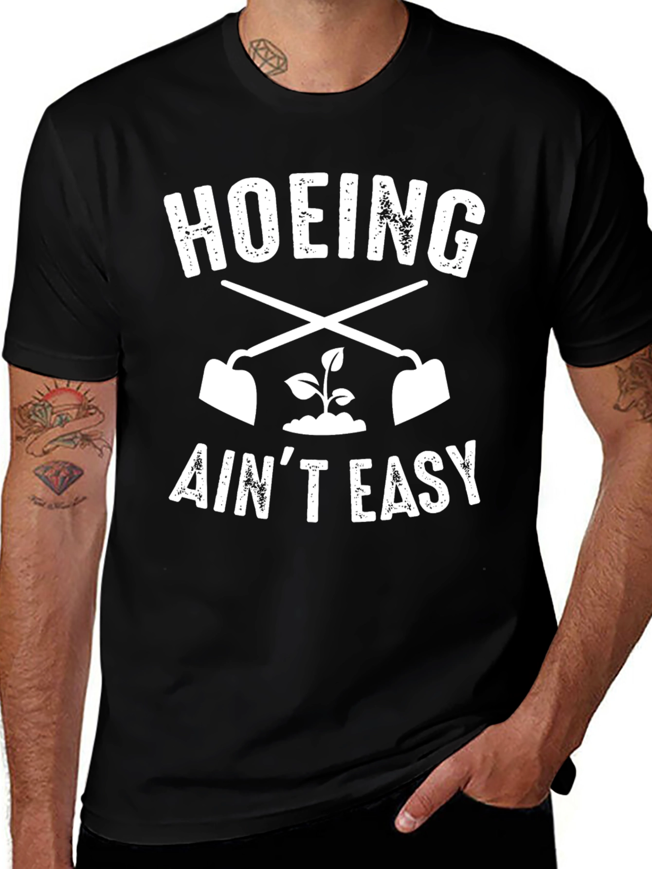 Hoeing Aint Easy Black T-Shirt