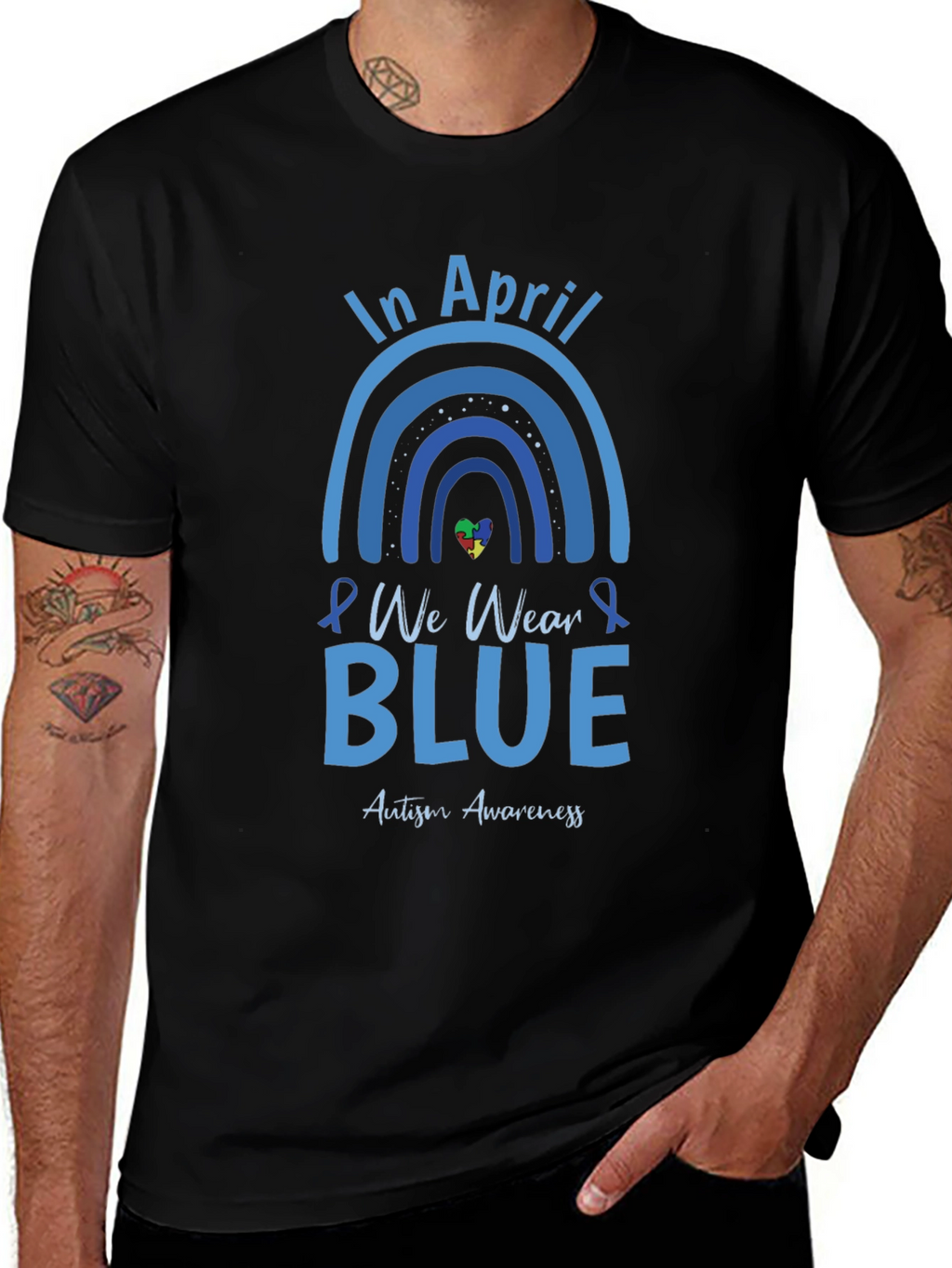 In April We Wear Blue Autism Awareness T-Shirt