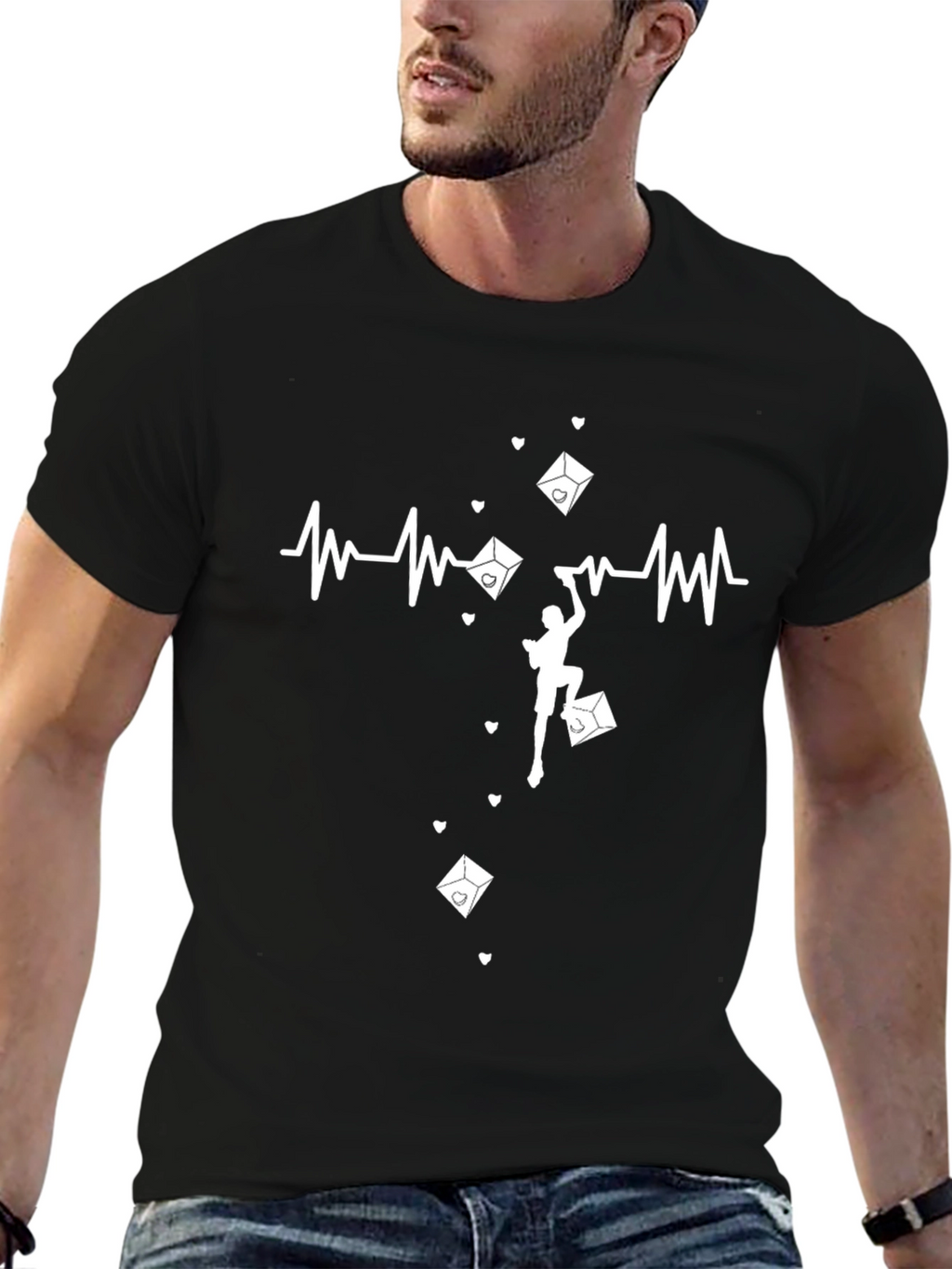 Rock Climbing Heartbeat T-Shirt - Passionate Climber Design