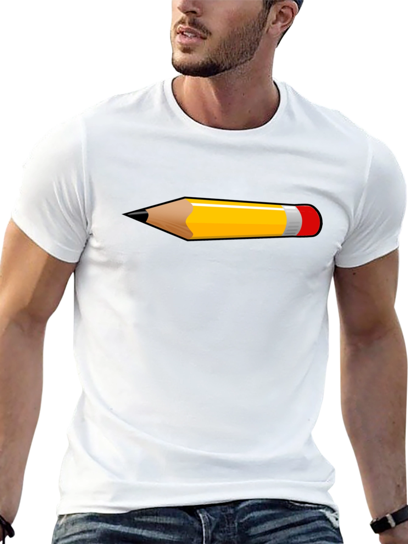 Pencil Graphic Black T-Shirt | Trendy Casual Tee