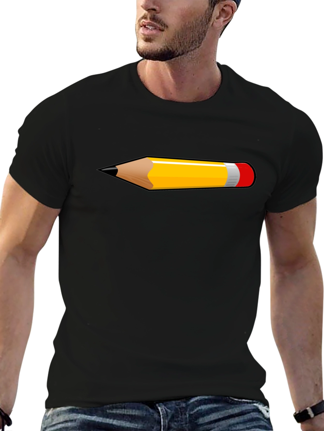 Pencil Graphic Black T-Shirt | Trendy Casual Tee