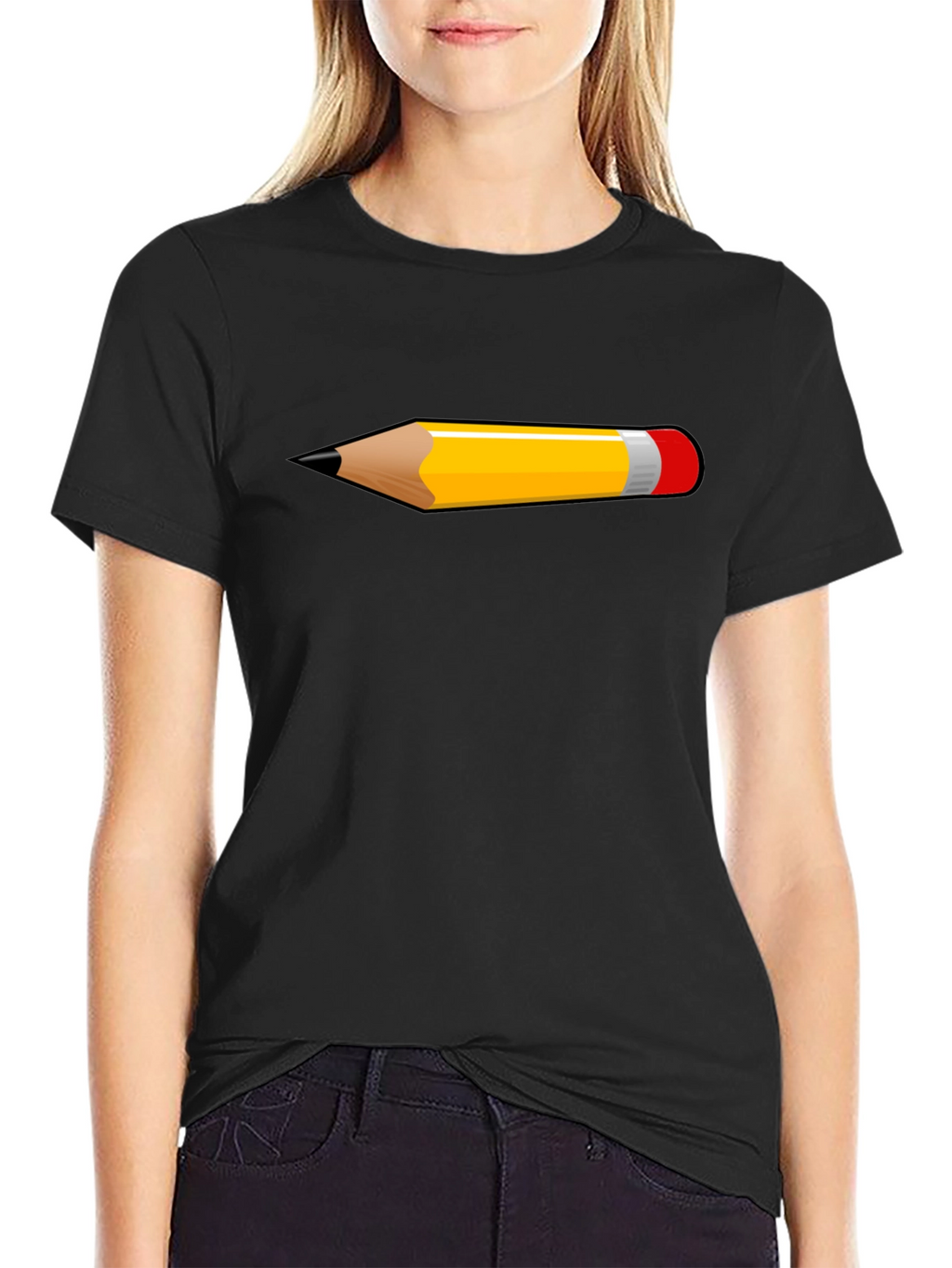 Pencil Graphic Black T-Shirt | Trendy Casual Tee