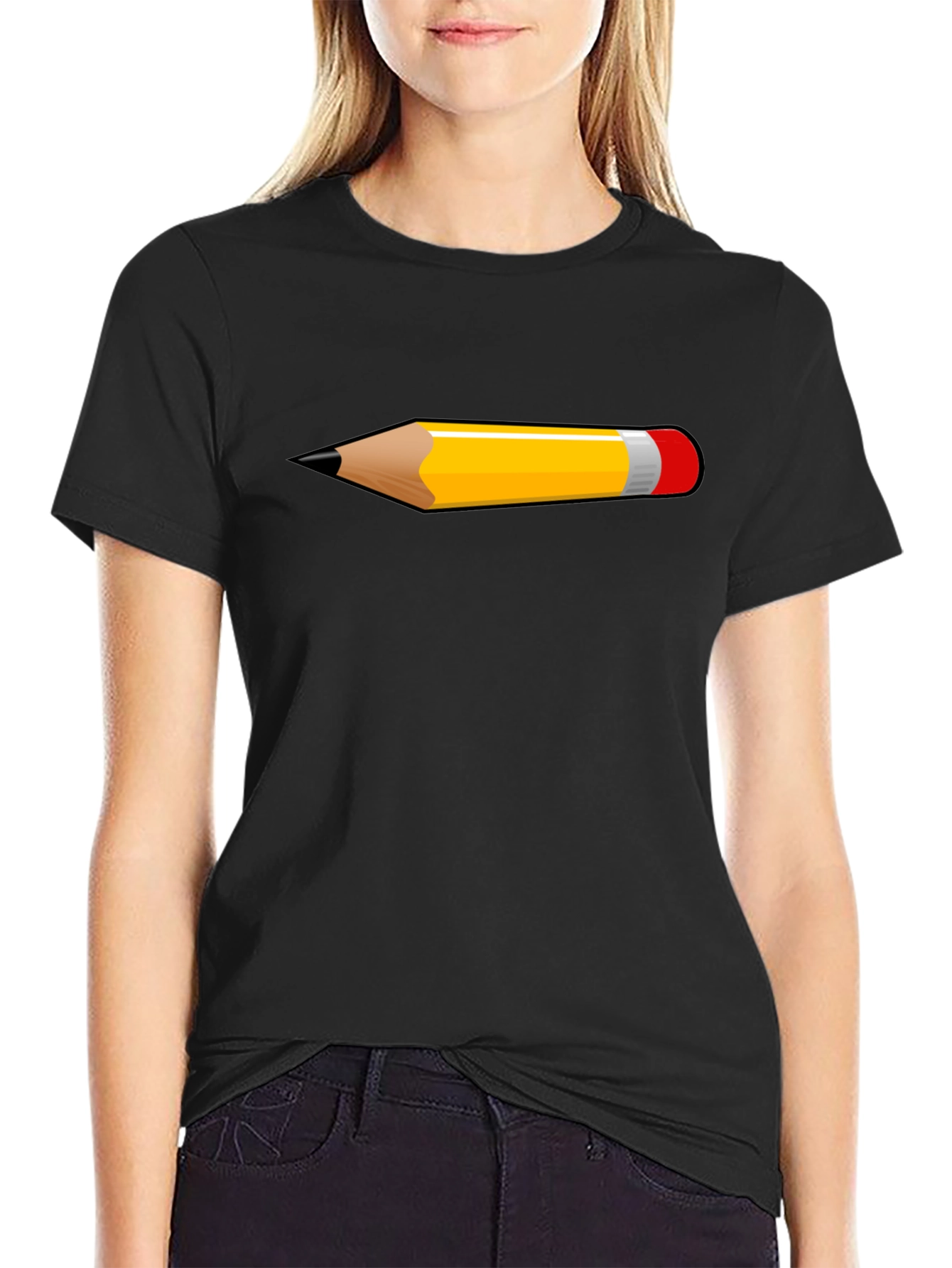Pencil Graphic Black T-Shirt | Trendy Casual Tee