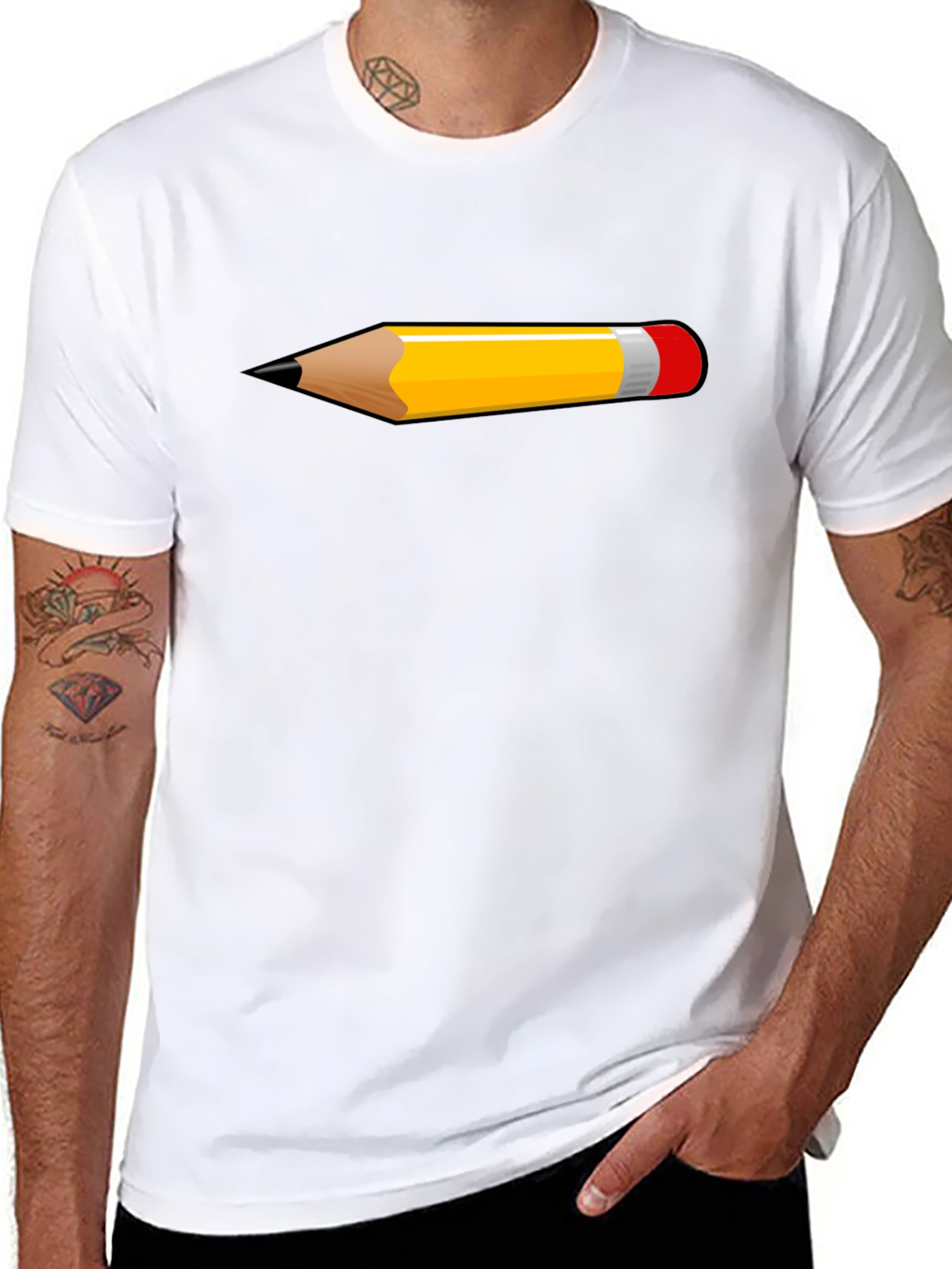 Pencil Graphic Black T-Shirt | Trendy Casual Tee