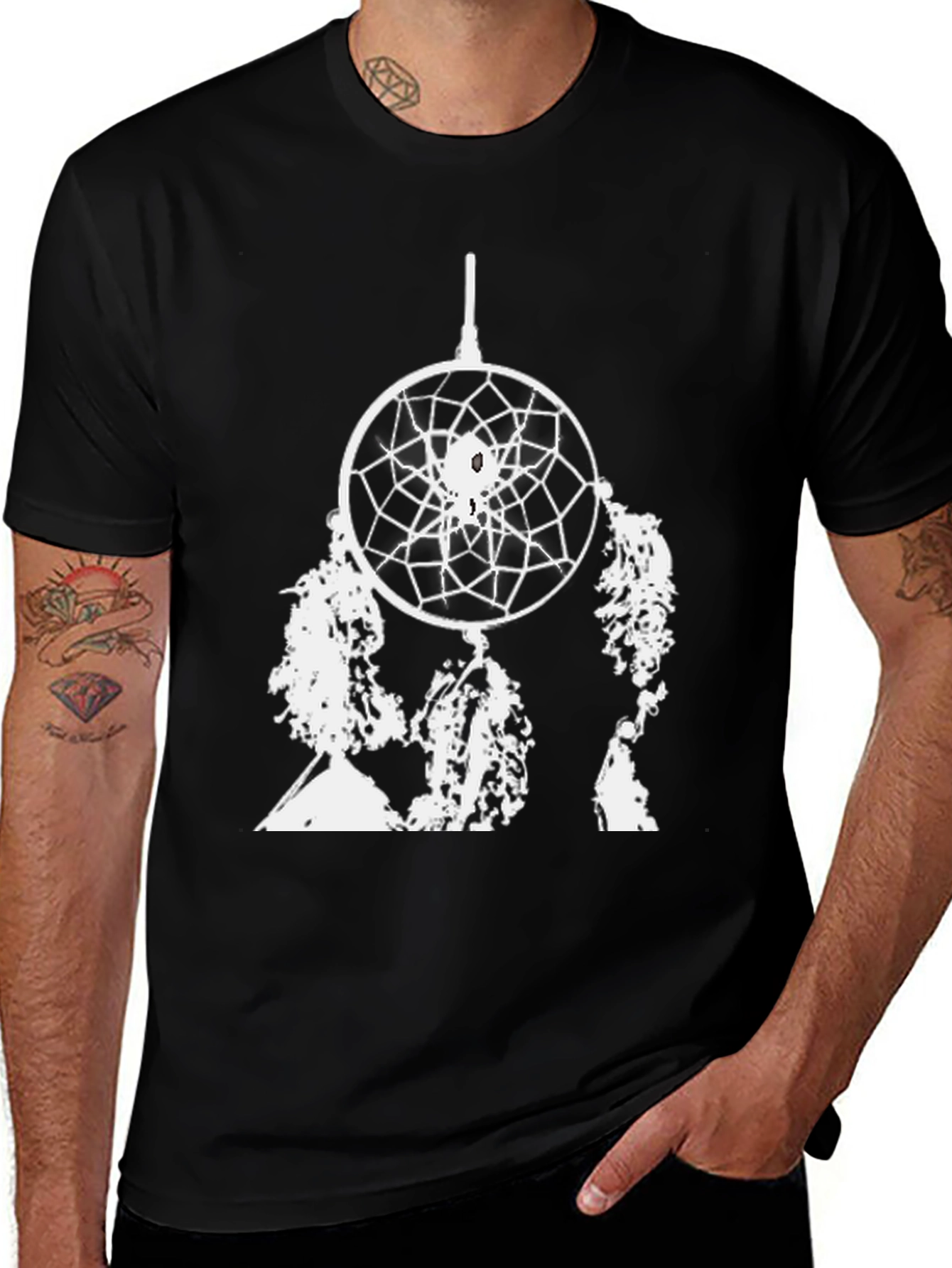 Dreamcatcher Graphic Tee - Black Cotton Blend