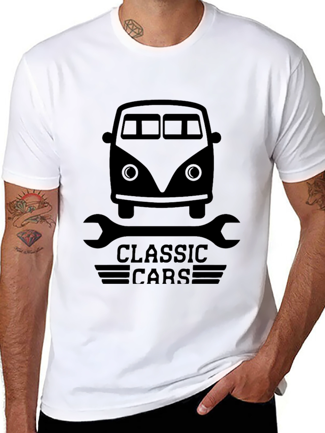 Classic Cars Graphic Tee - Mens Black T-Shirt