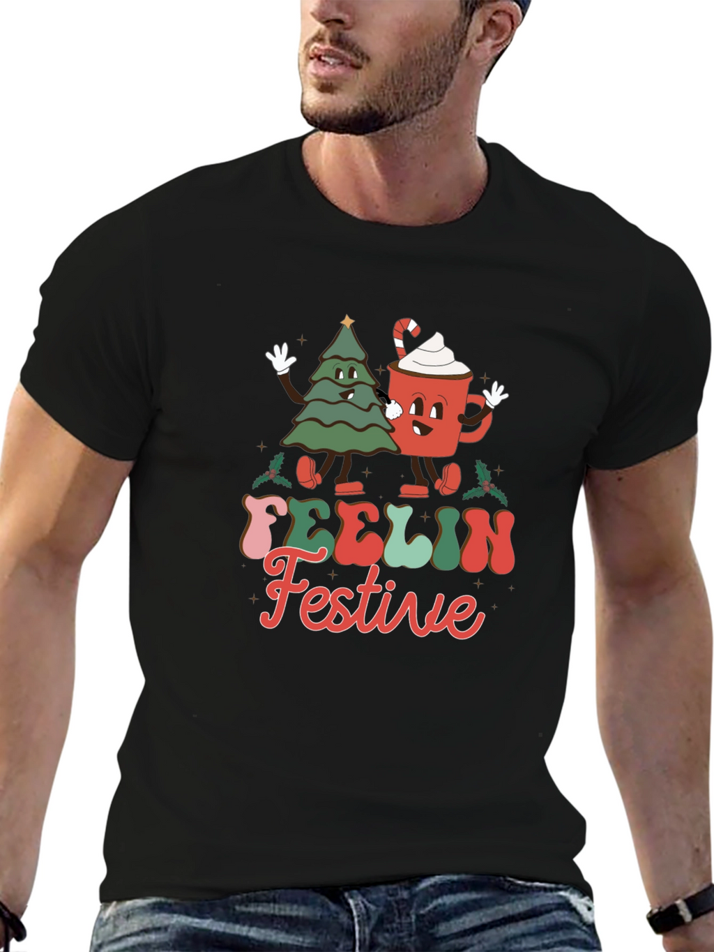Festive Character Graphic T-Shirt