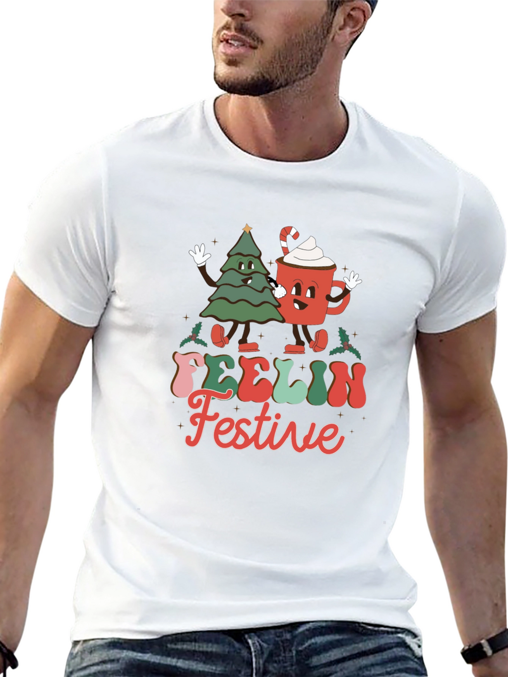 Festive Character Graphic T-Shirt