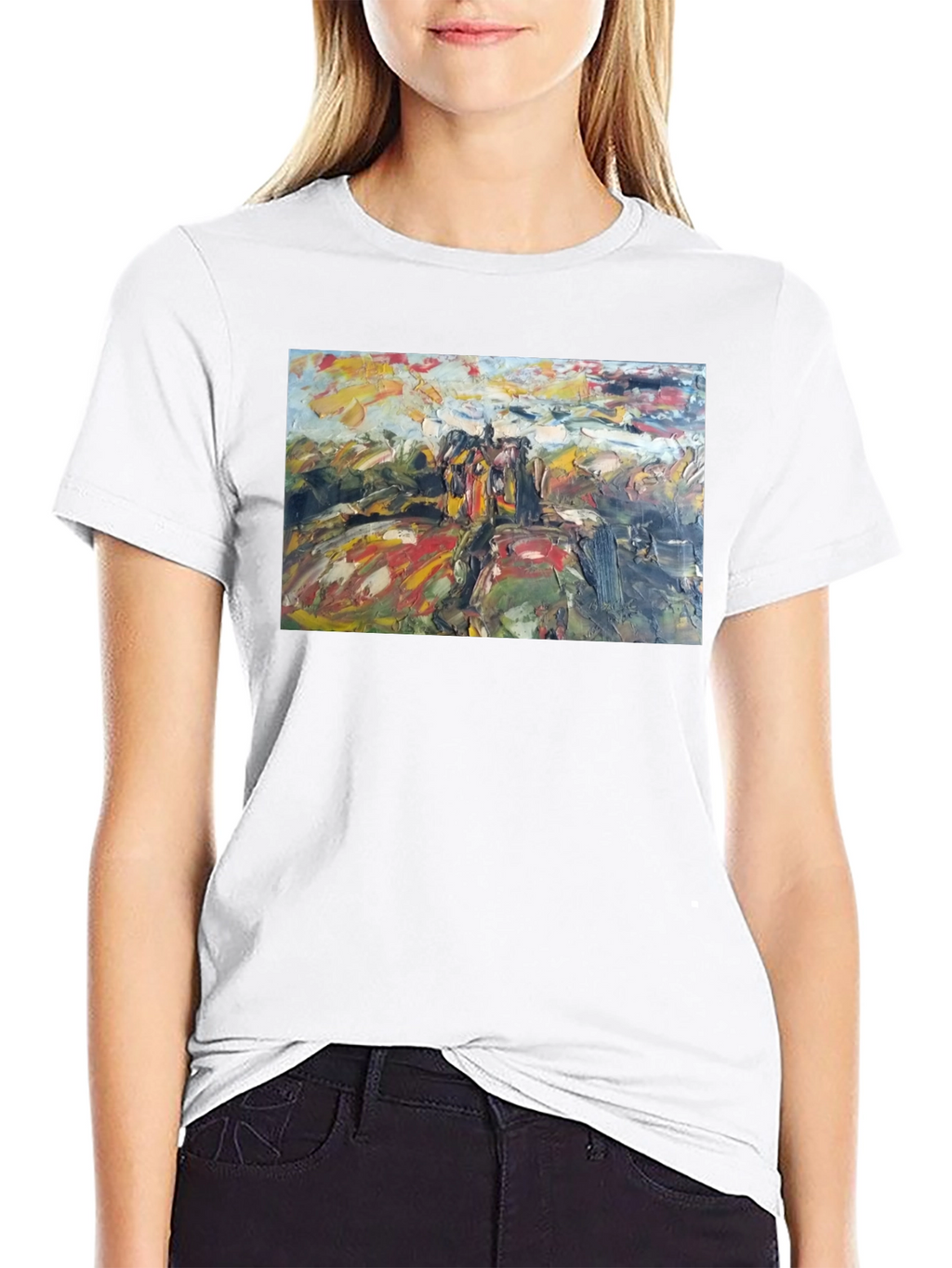 Abstract Art Print Black Cotton Tee