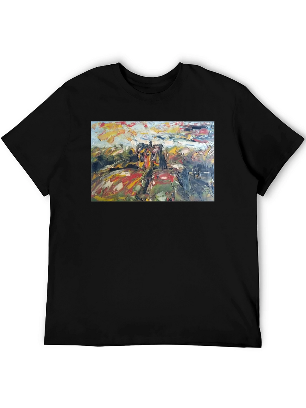 Abstract Art Print Black Cotton Tee