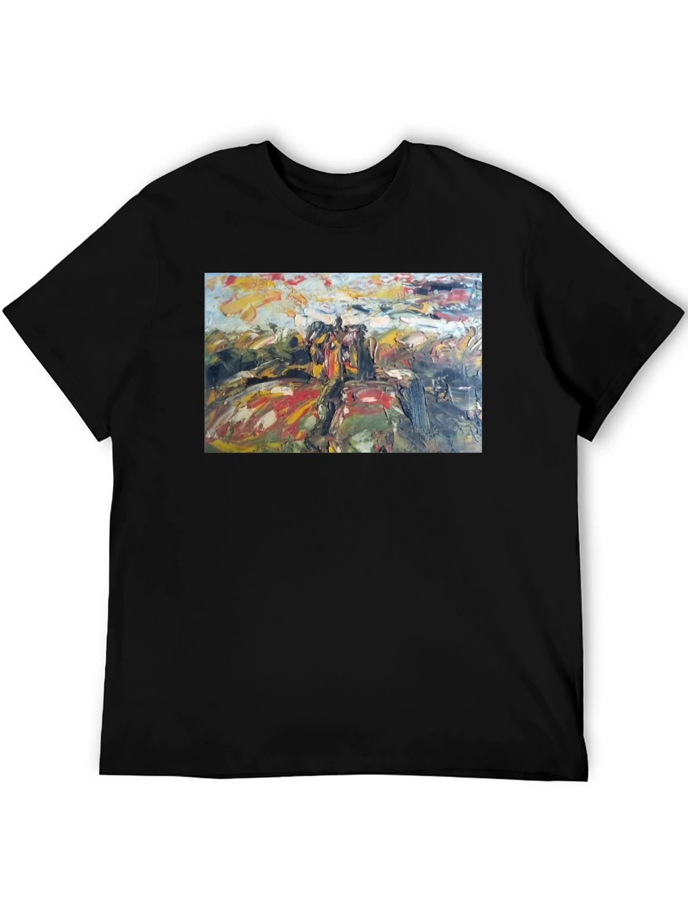 Abstract Art Print Black Cotton Tee
