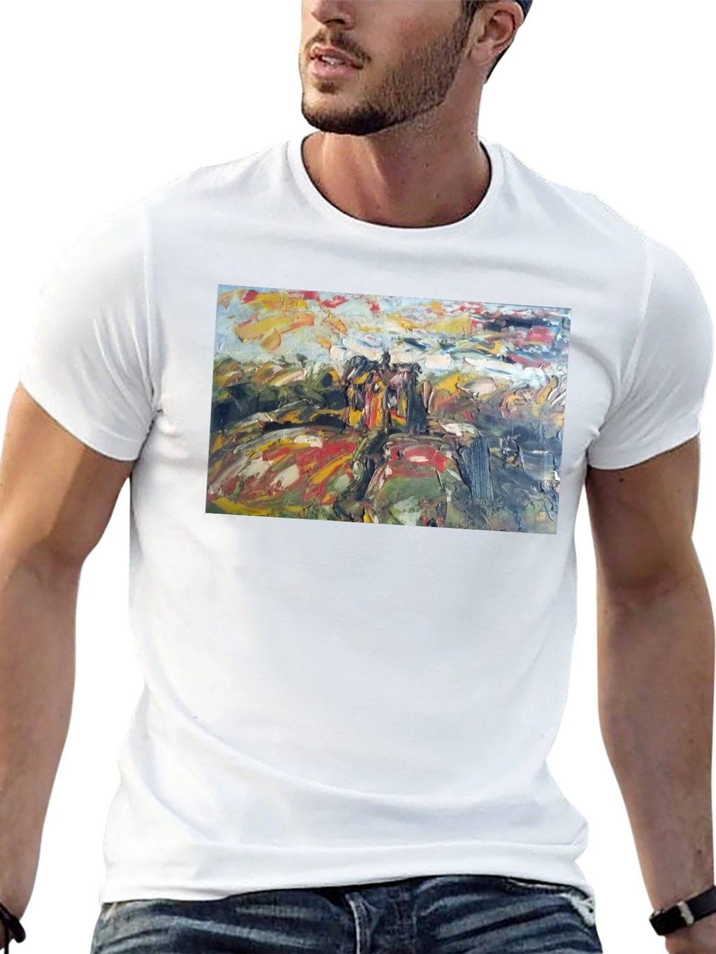 Abstract Art Print Black Cotton Tee