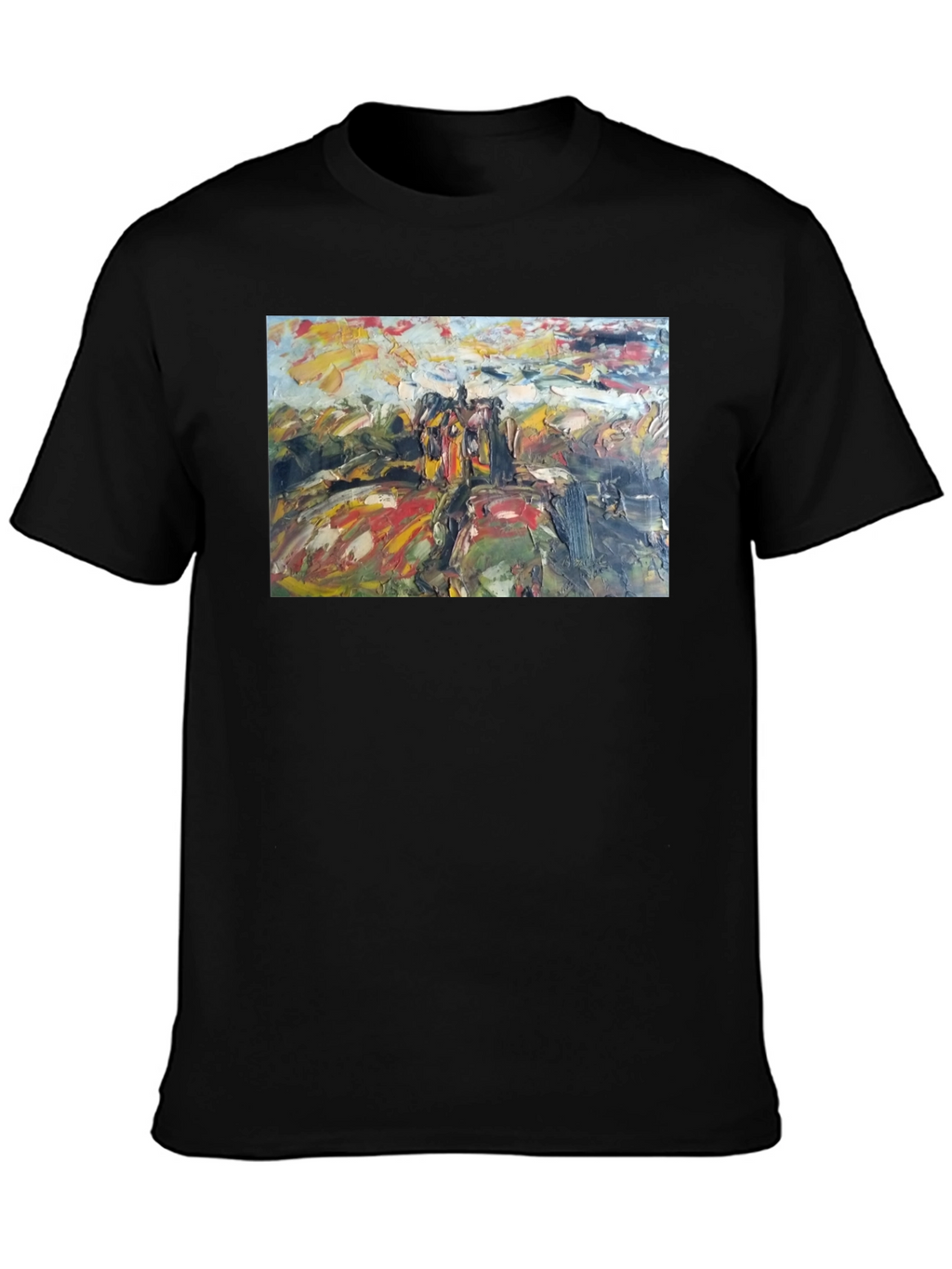 Abstract Art Print Black Cotton Tee