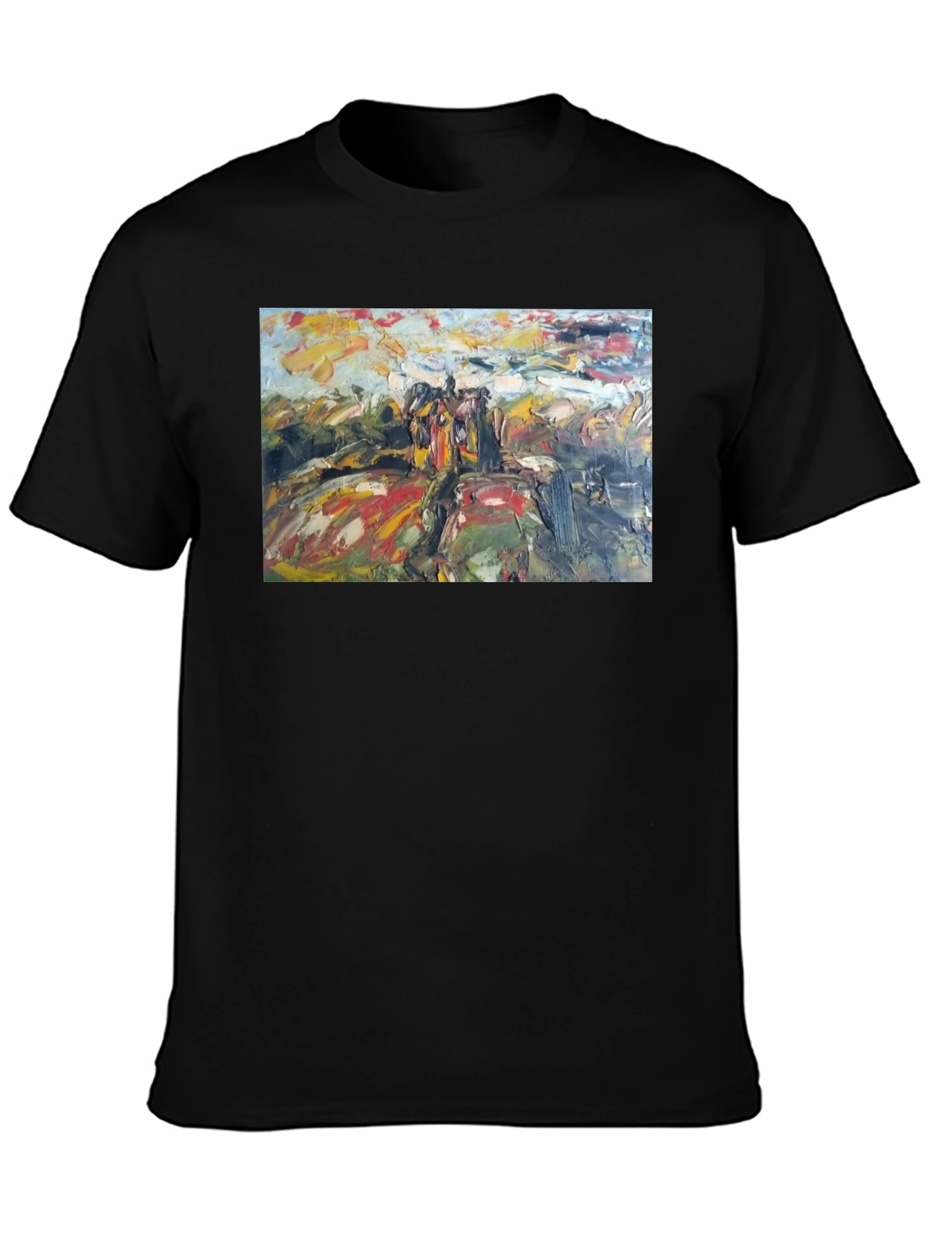 Abstract Art Print Black Cotton Tee