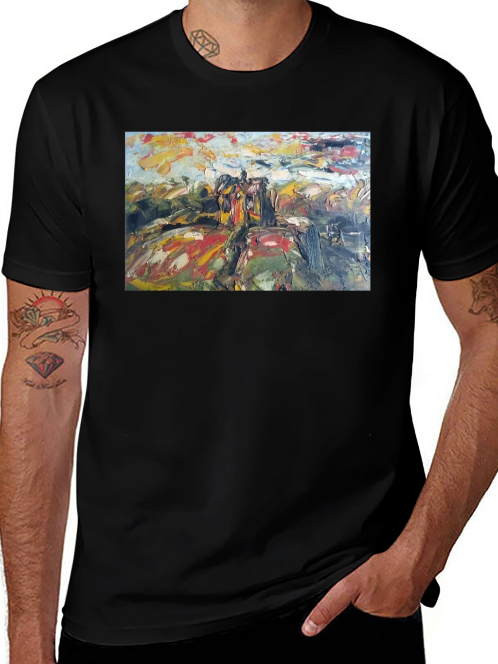 Abstract Art Print Black Cotton Tee