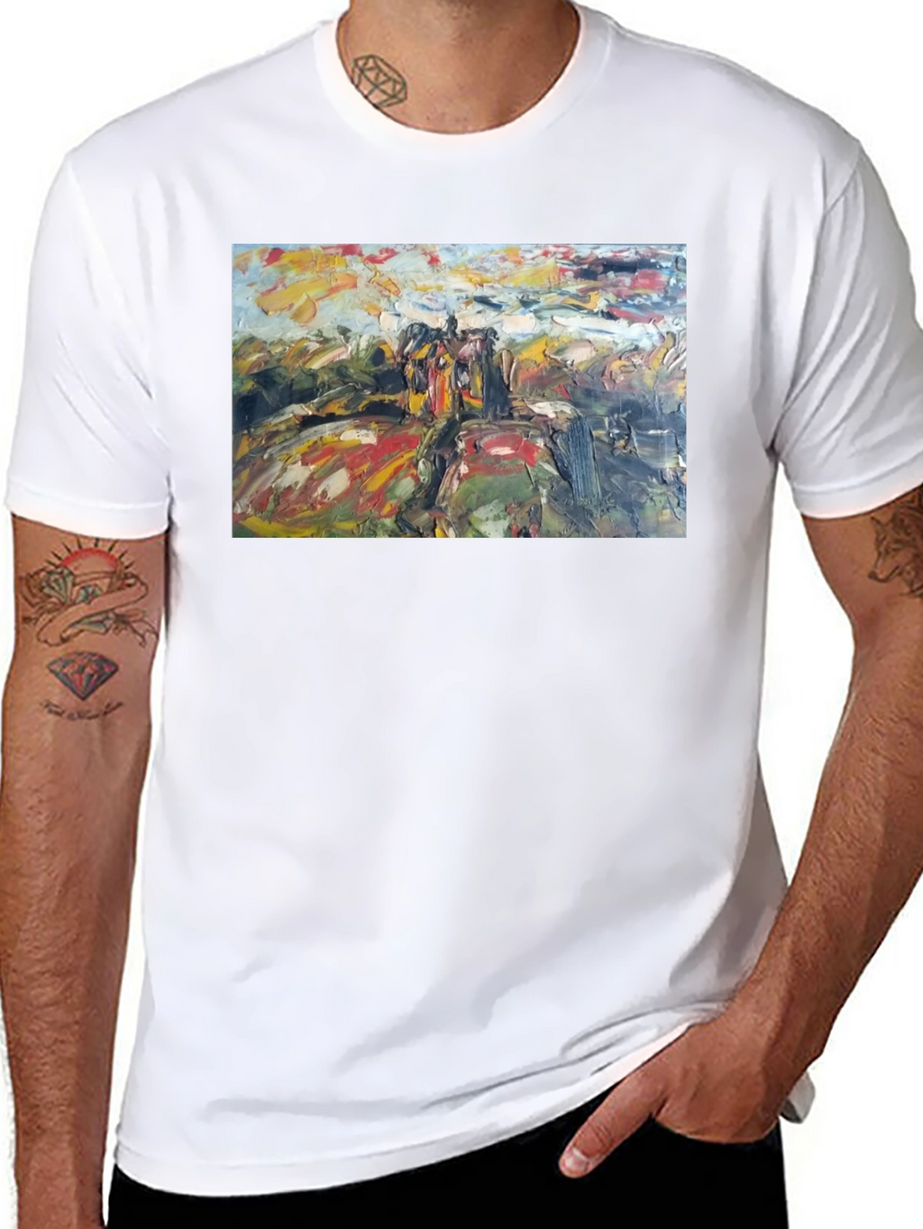 Abstract Art Print Black Cotton Tee