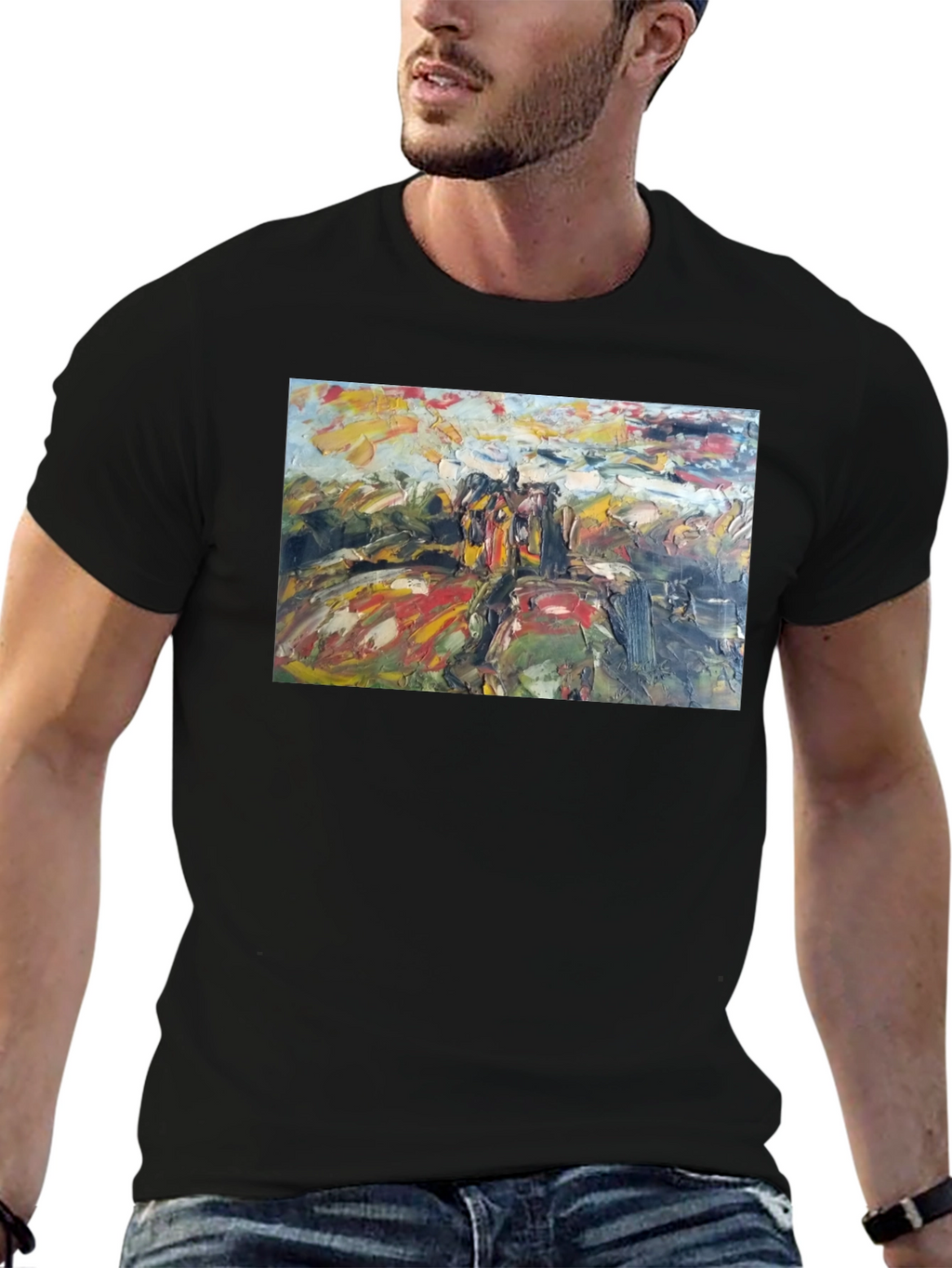 Abstract Art Print Black Cotton Tee