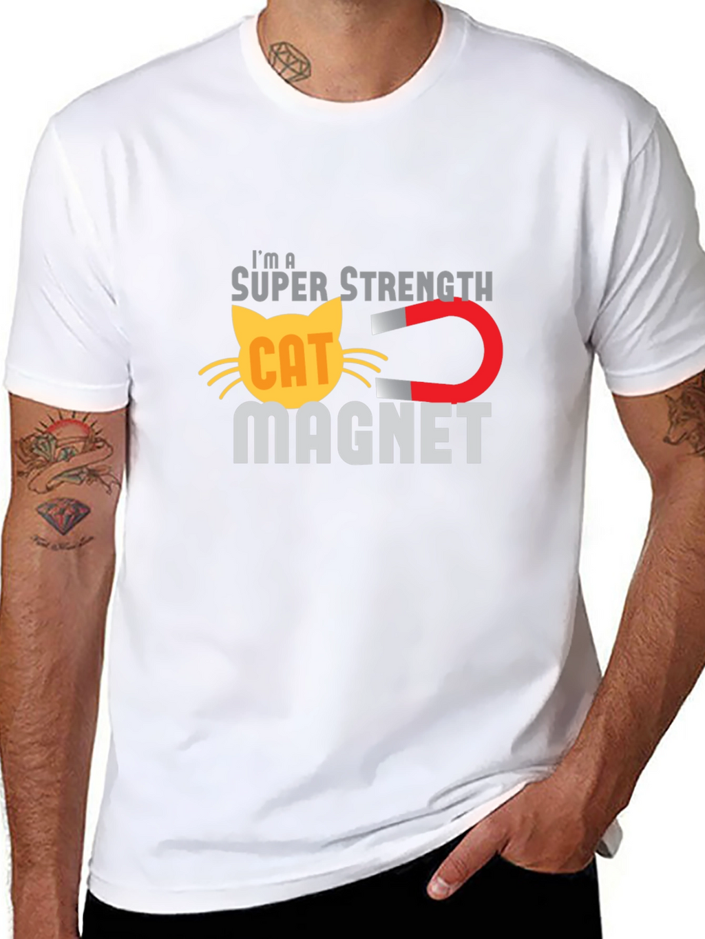 Super Strength Cat Magnet Funny T-Shirt