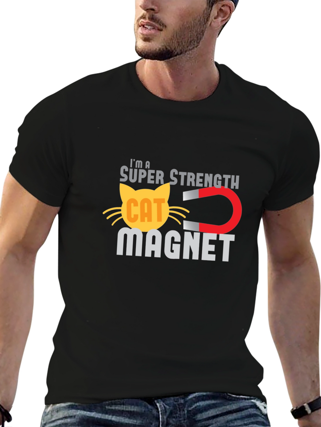 Super Strength Cat Magnet Funny T-Shirt