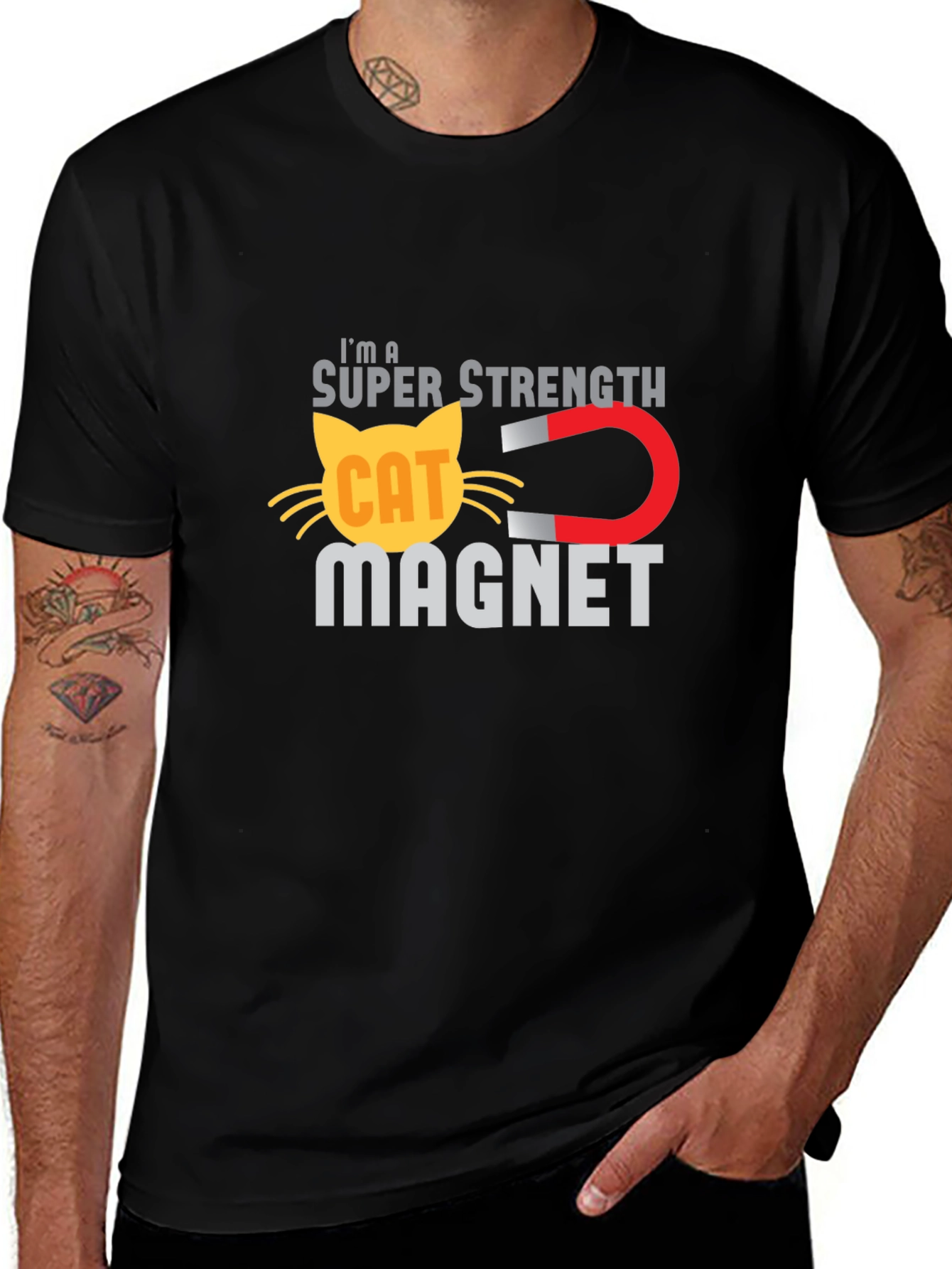 Super Strength Cat Magnet Funny T-Shirt