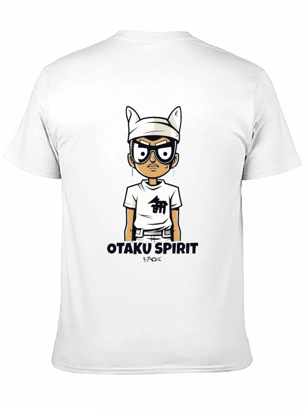 Otakus Spirit Mens Black Cartoon Graphic Tee