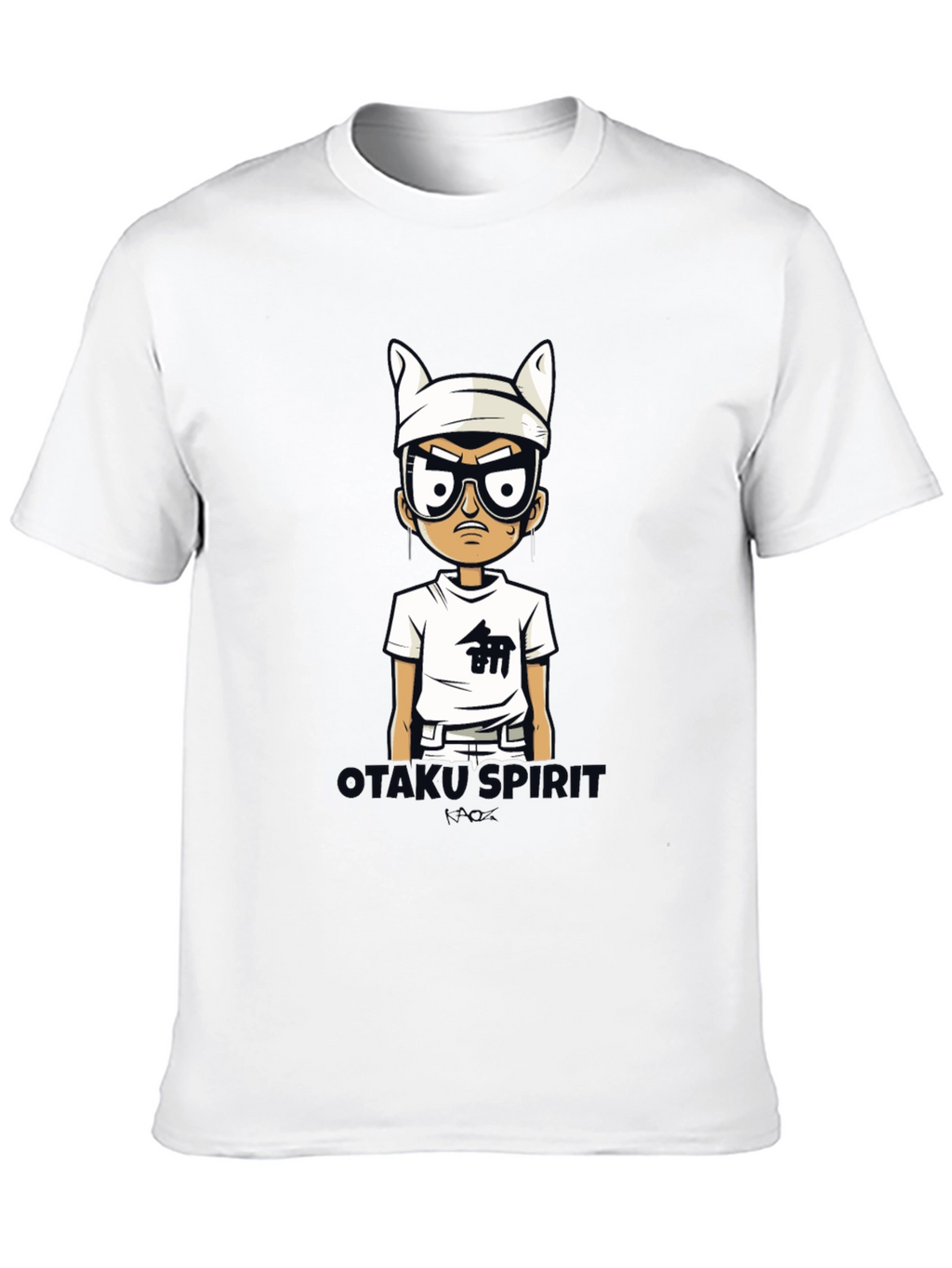 Otakus Spirit Mens Black Cartoon Graphic Tee
