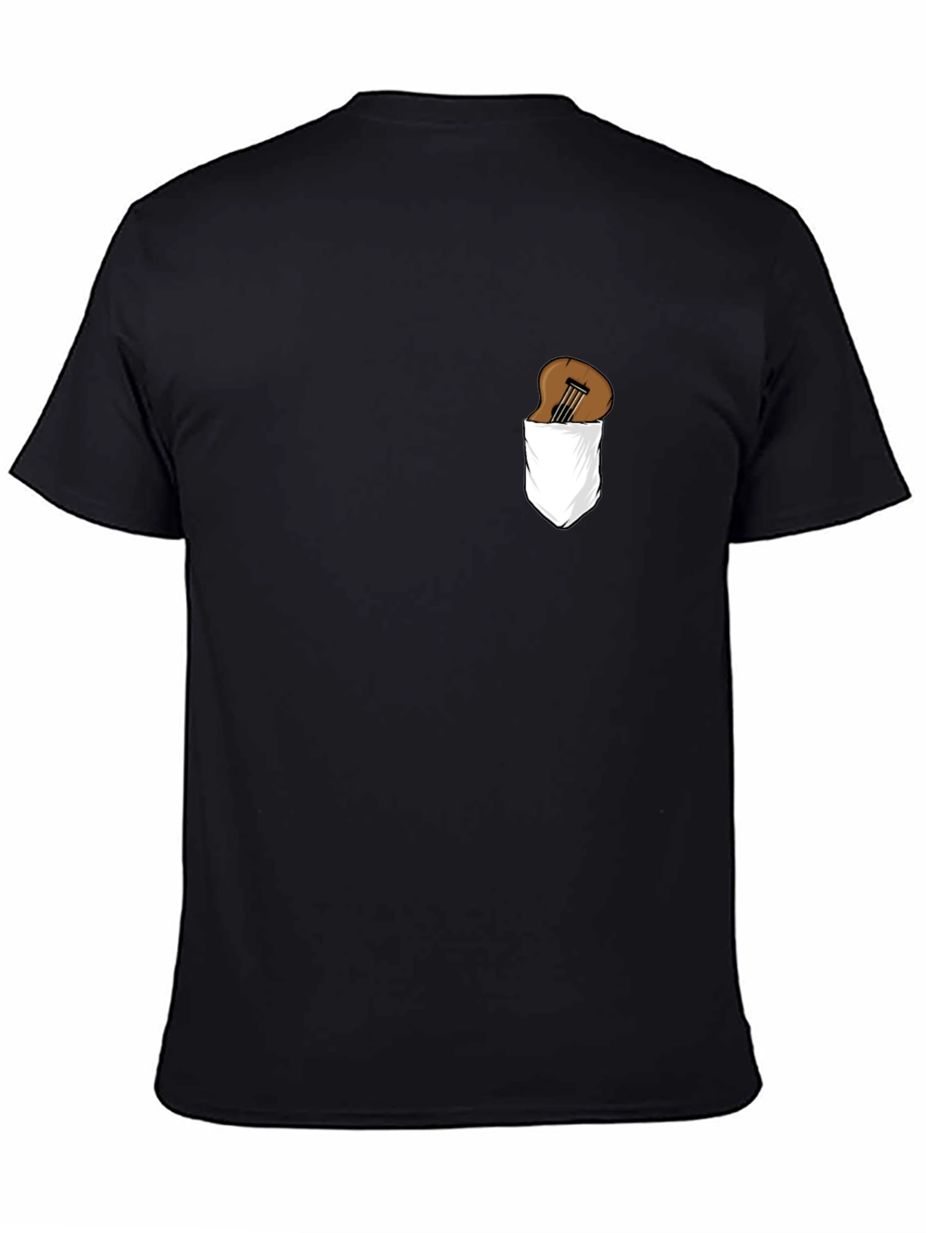 Guitar in Pocket Graphic Tee - Black Cotton T-Shirt