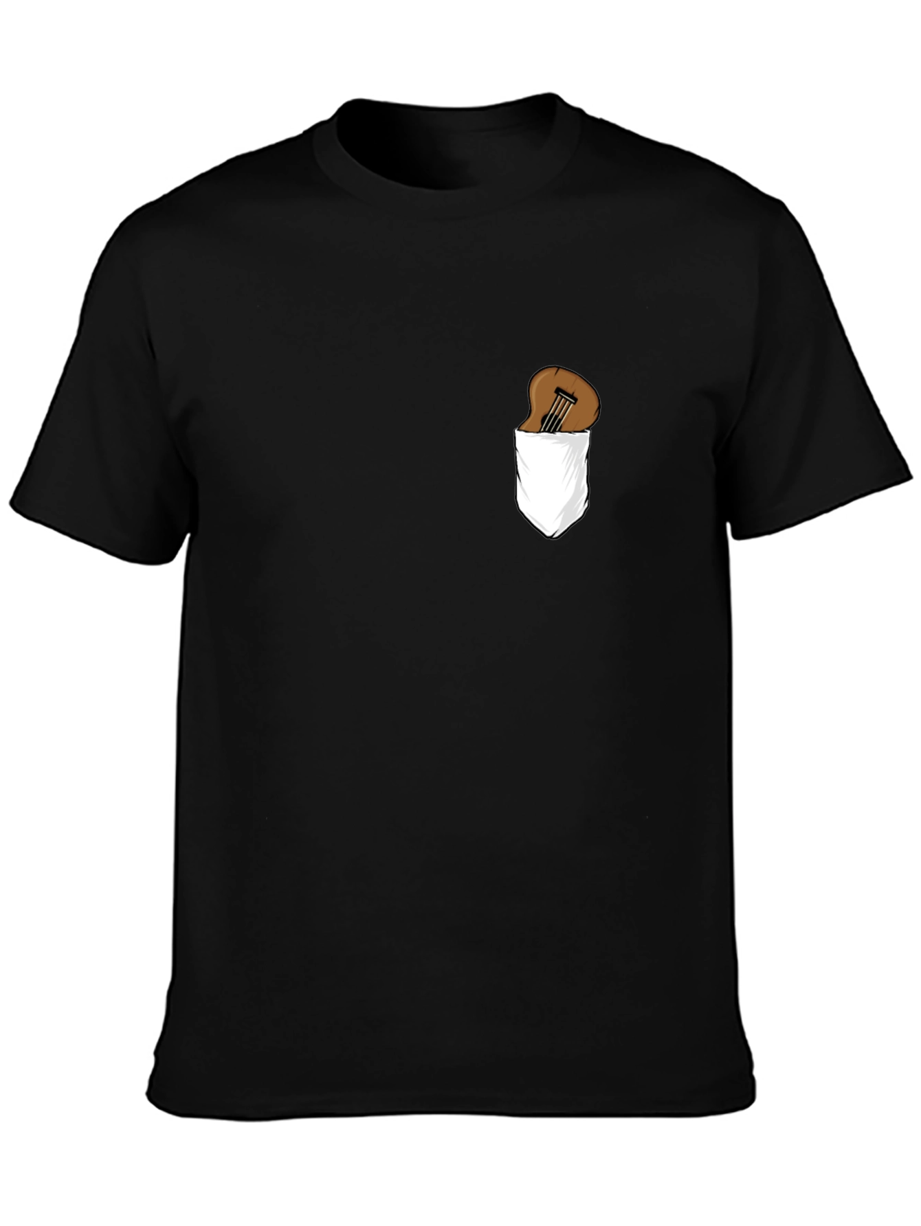 Guitar in Pocket Graphic Tee - Black Cotton T-Shirt