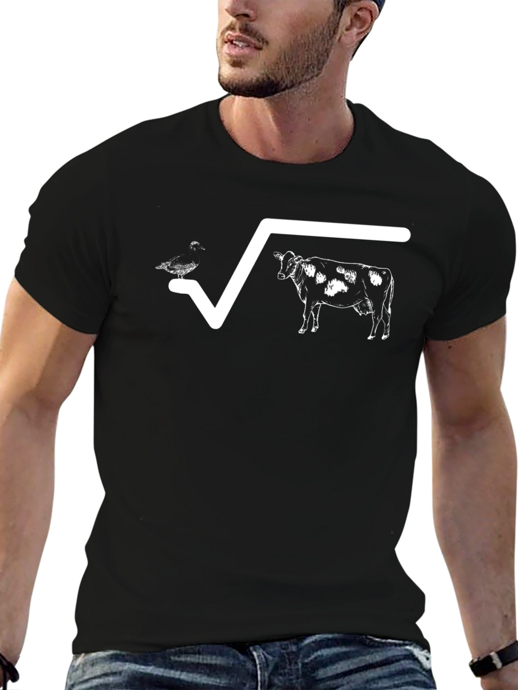 Math Humor T-Shirt: Square Root of Duck Cow