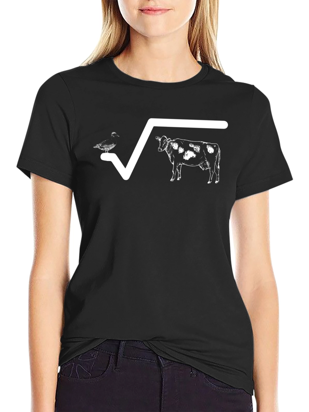 Math Humor T-Shirt: Square Root of Duck Cow